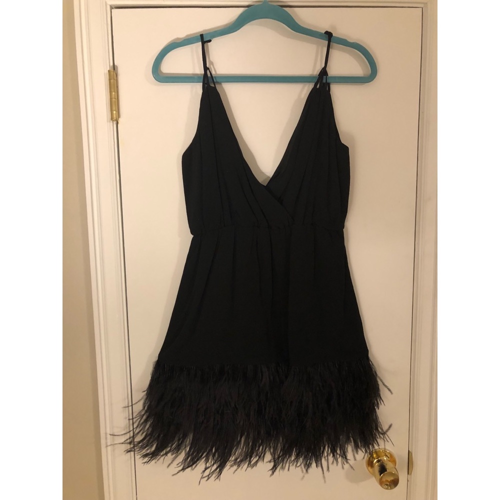 Saylor Black Feather Dress - M